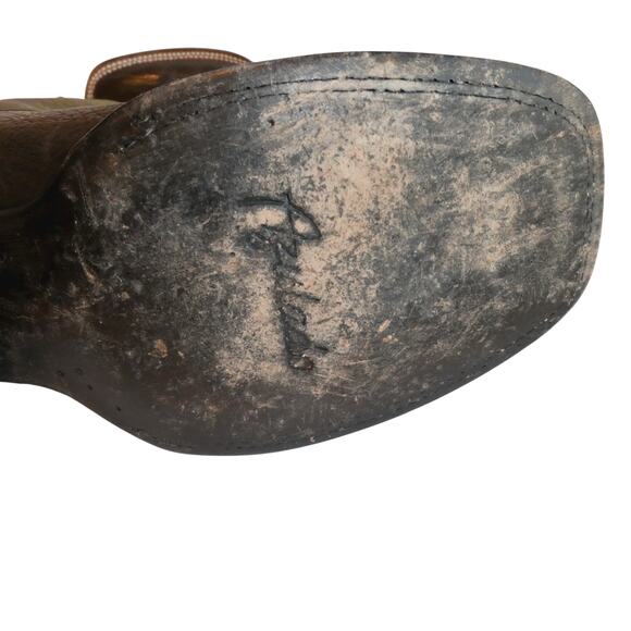 Azulado Boots Walker Stitched Square Toe Black Brown Embroidered 9.5 D - Picture 11 of 14